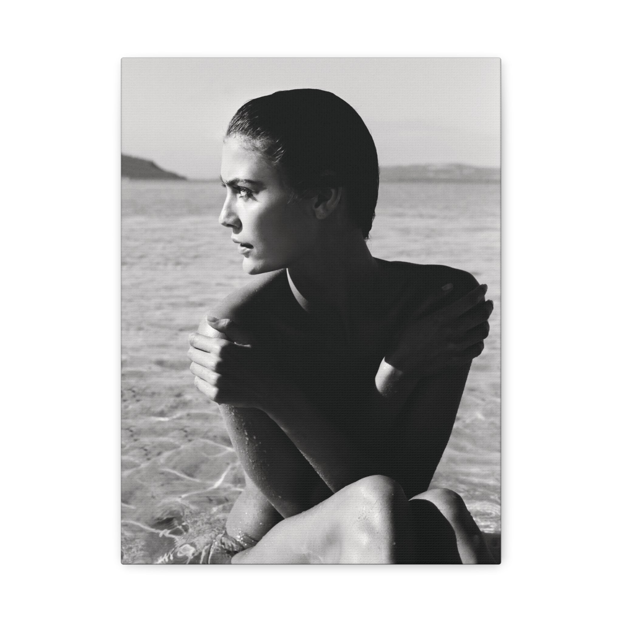 Stillness at Sea – Black & White Minimalist Canvas Print