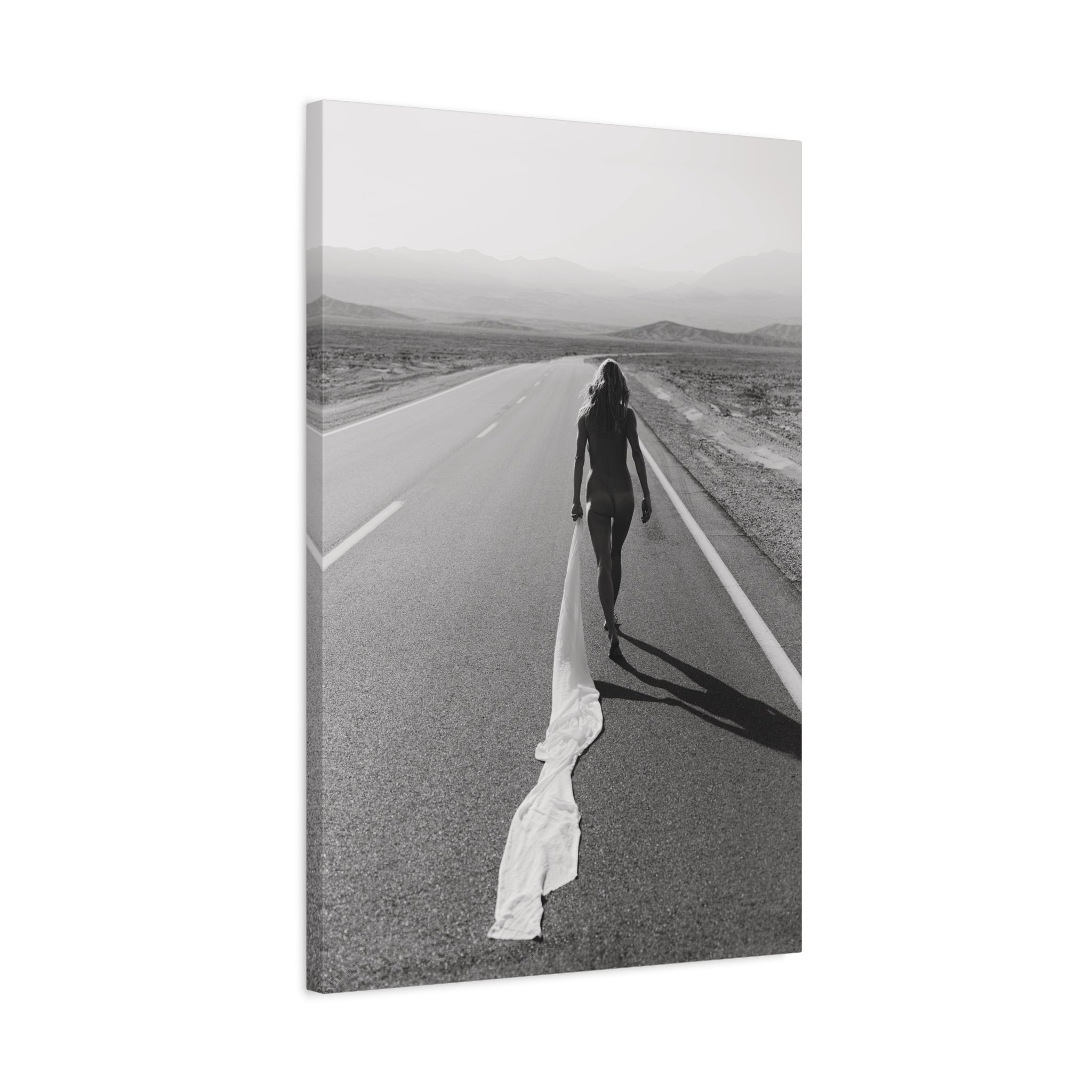 Death Valley Nude Canvas Wall Art – Black & White Desert Photography