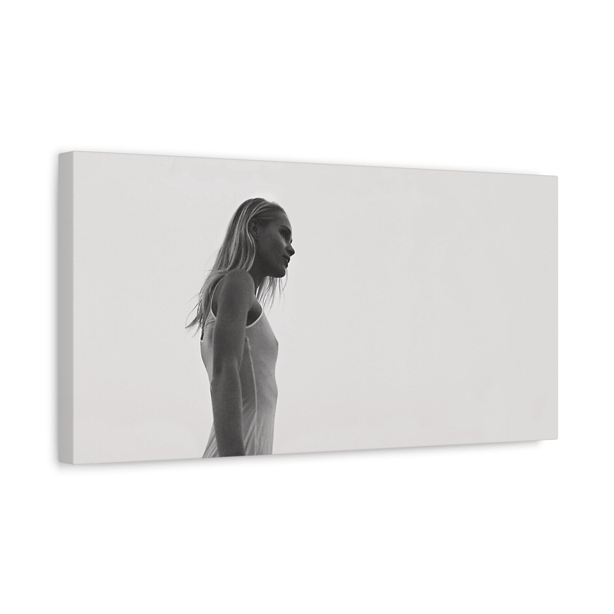 Mari, Morning Haze – Black & White Minimalist Feminine Canvas Print