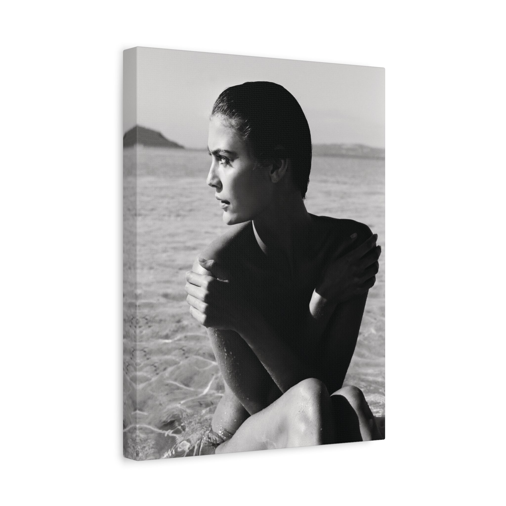 Stillness at Sea – Black & White Minimalist Canvas Print
