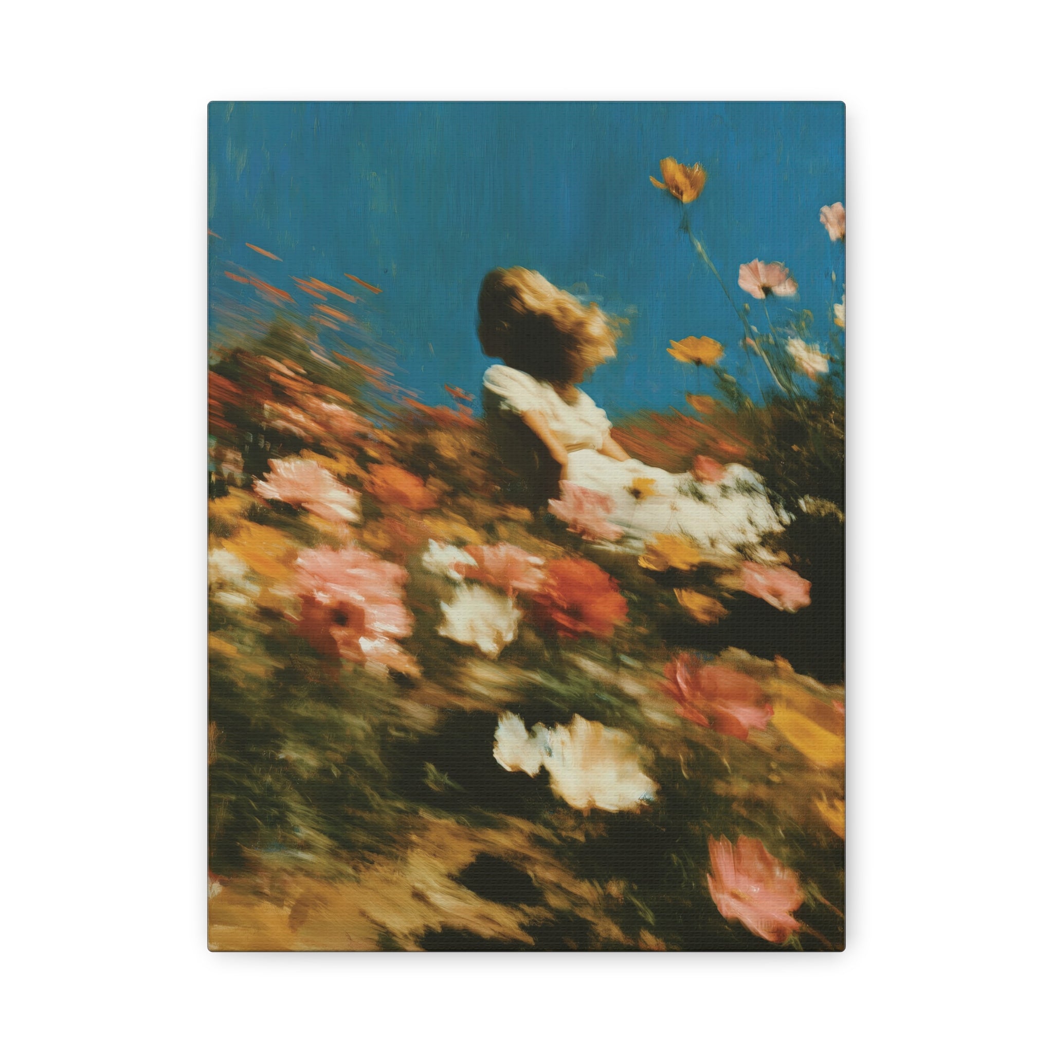 Retro Floral Abstract Dreamscape Canvas Wall Art - Nostalgia in Bloom III