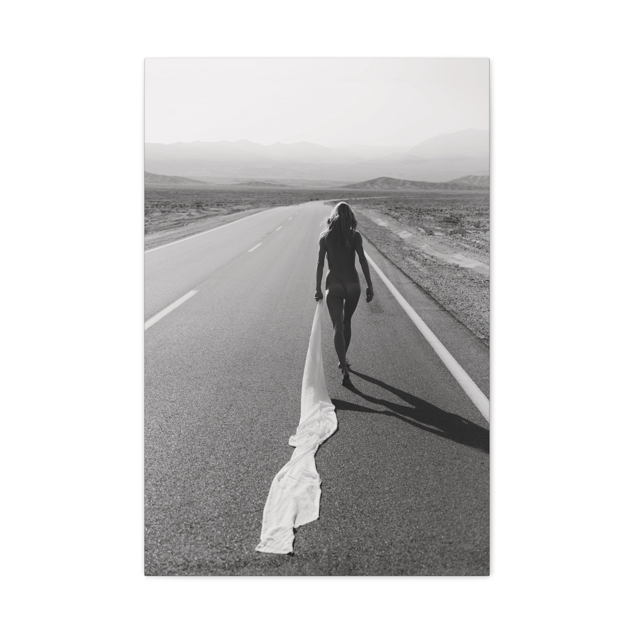 Death Valley Nude Canvas Wall Art – Black & White Desert Photography