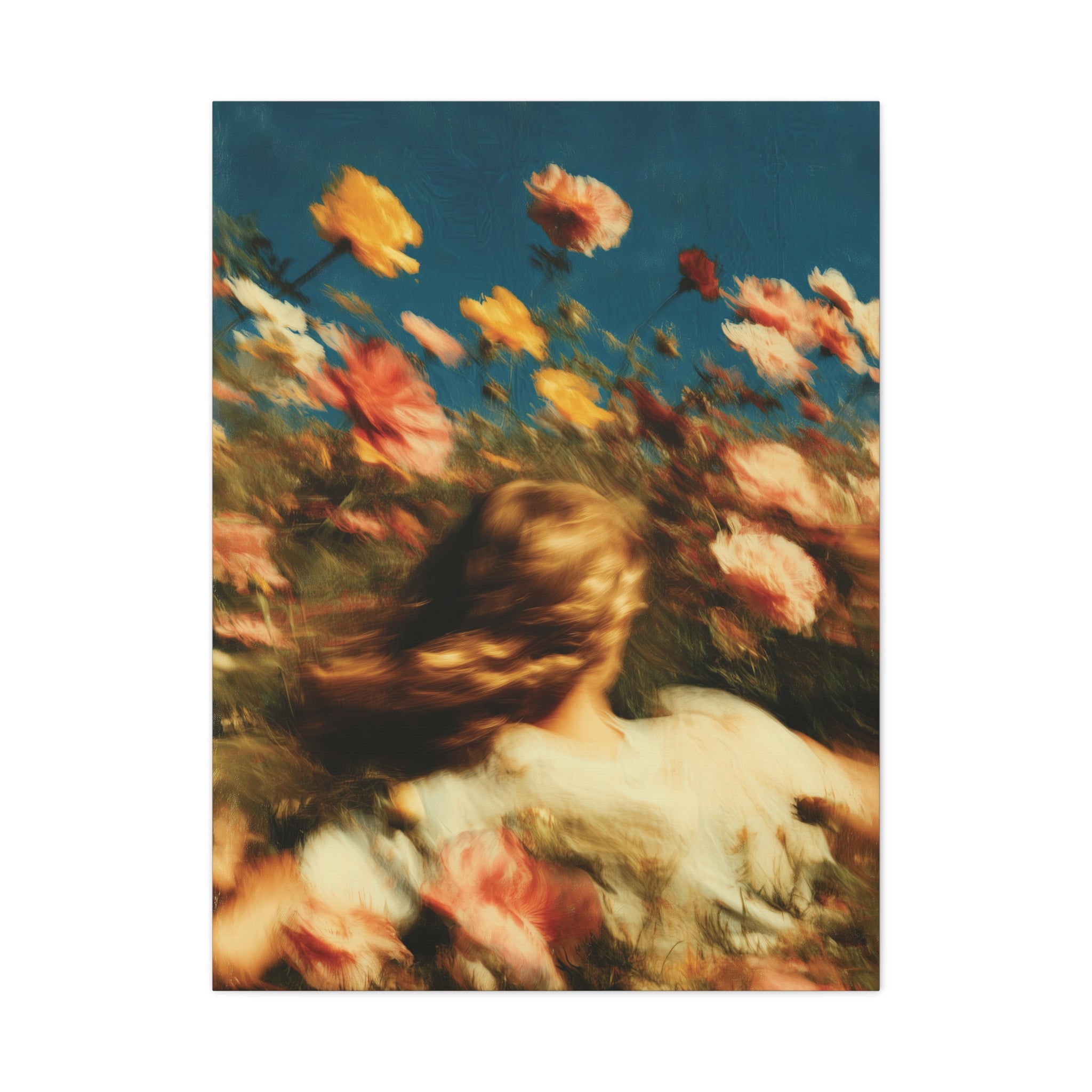 Retro Floral Abstract Dreamscape Canvas Wall Art - Nostalgia in Bloom II