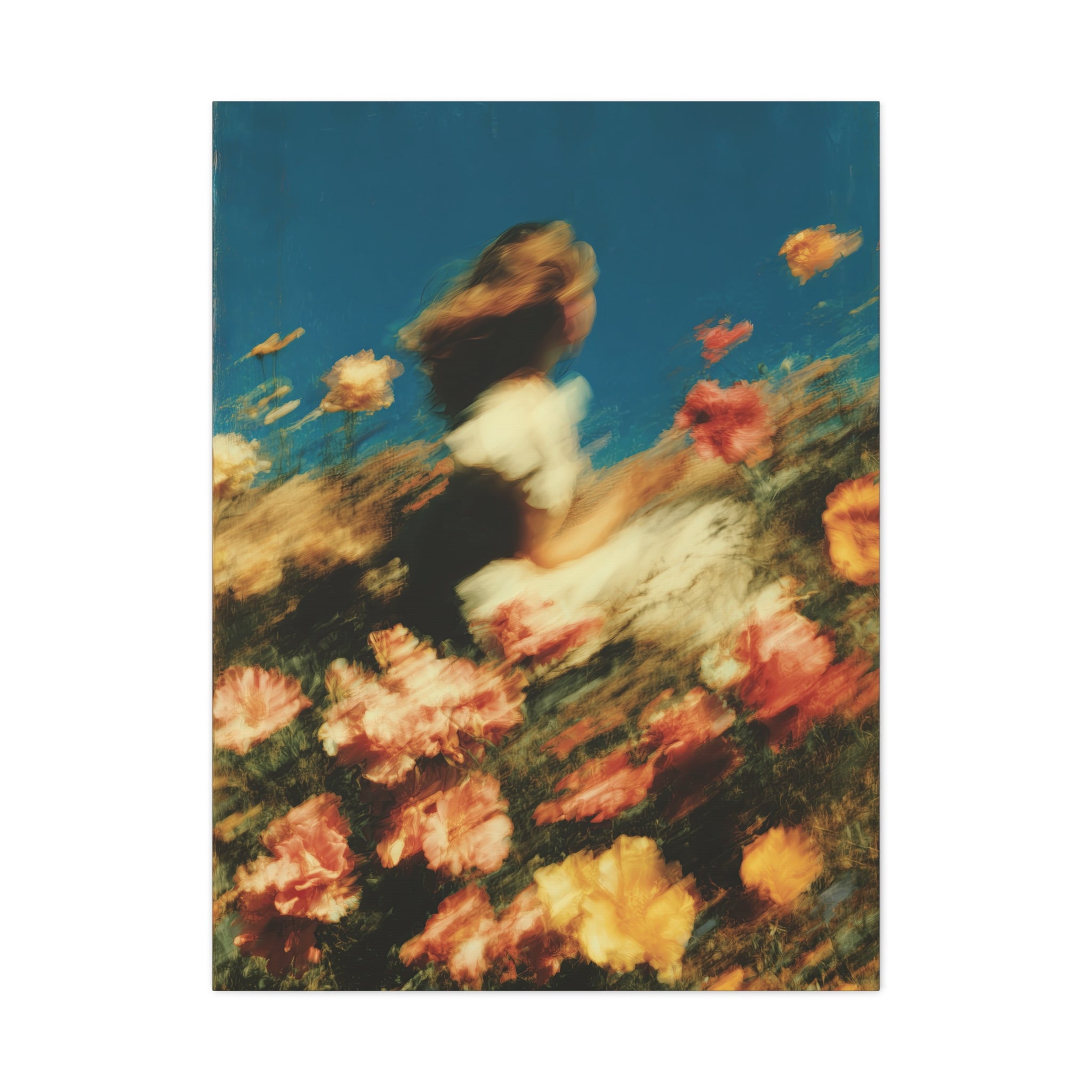 Retro Floral Abstract Dreamscape Canvas Wall Art - Nostalgia in Bloom I