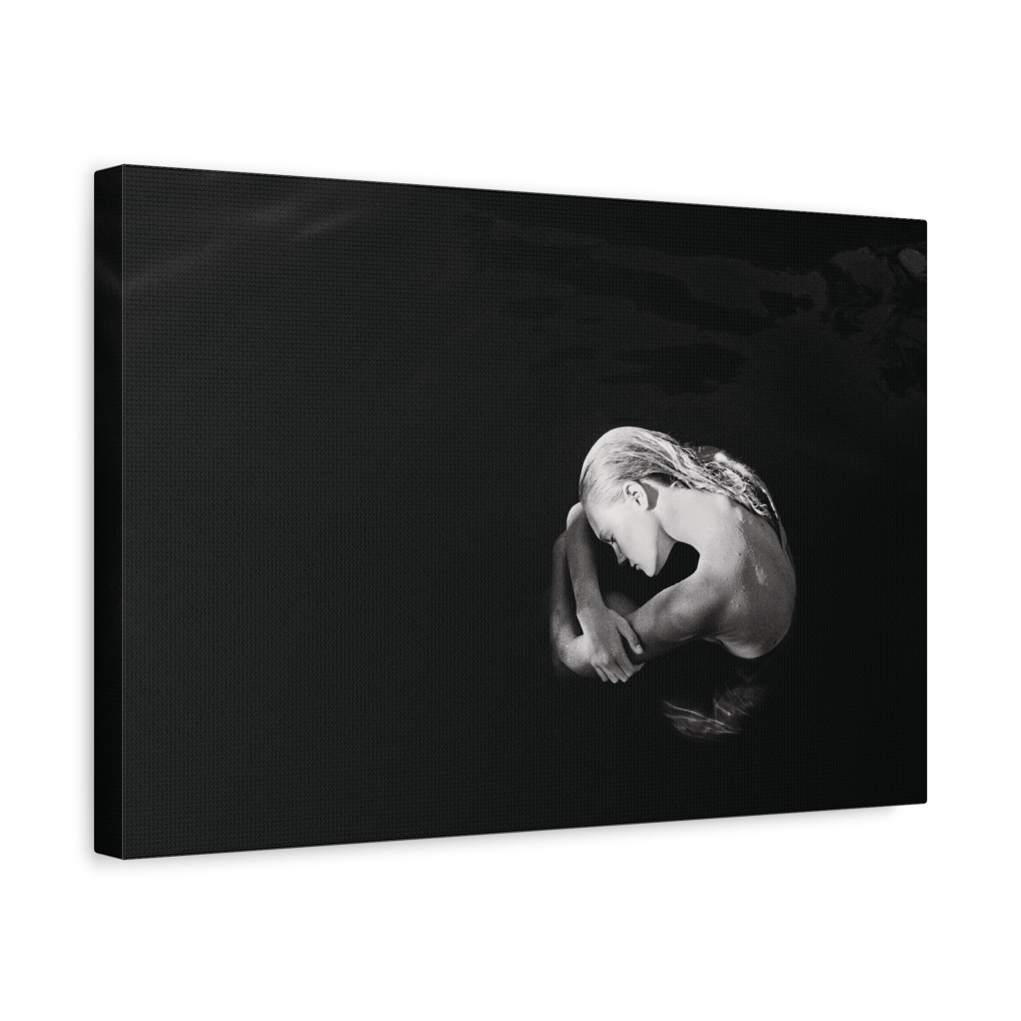 Nocturne Still Waters – Black & White Fine Art Canvas of Woman in Water