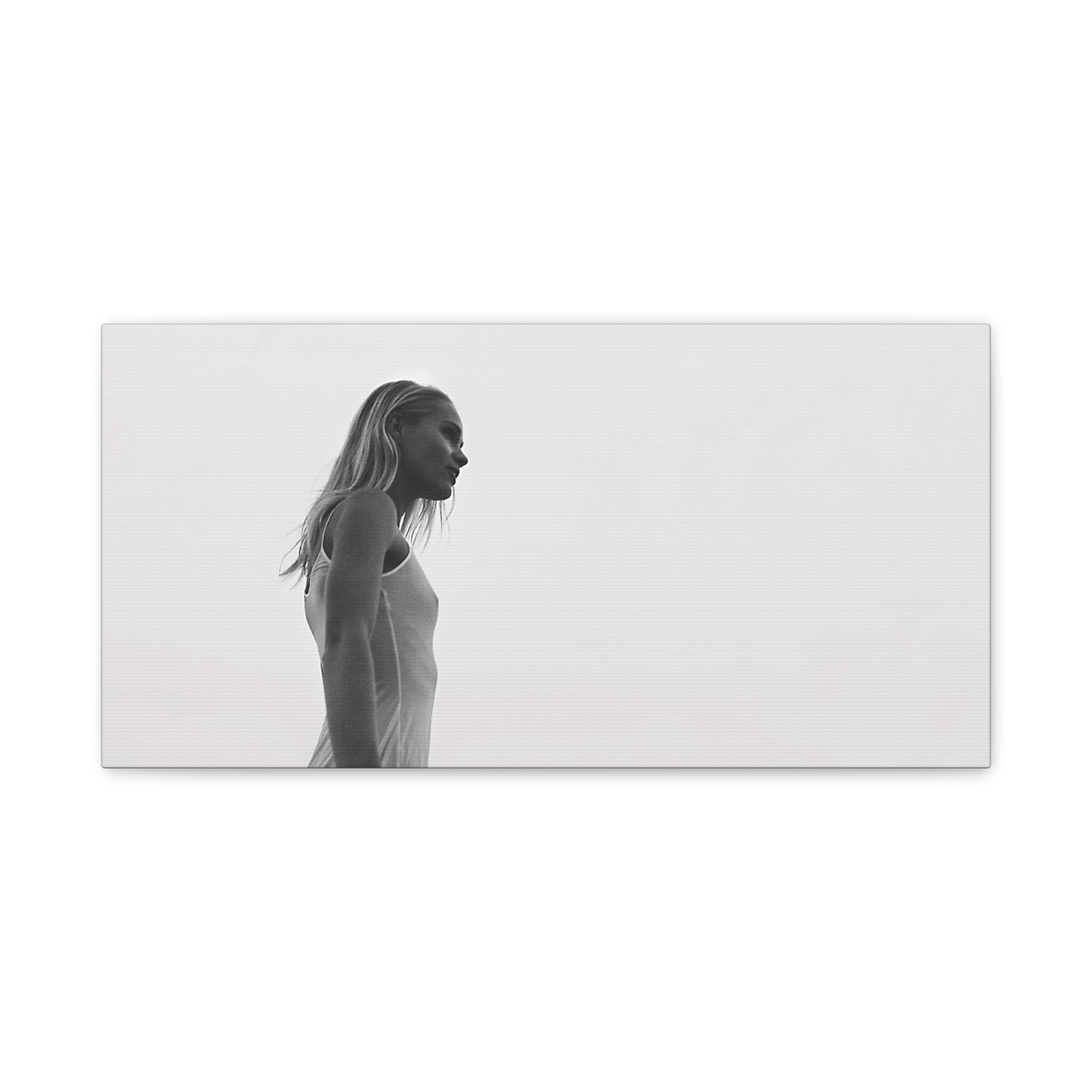 Mari, Morning Haze – Black & White Minimalist Feminine Canvas Print