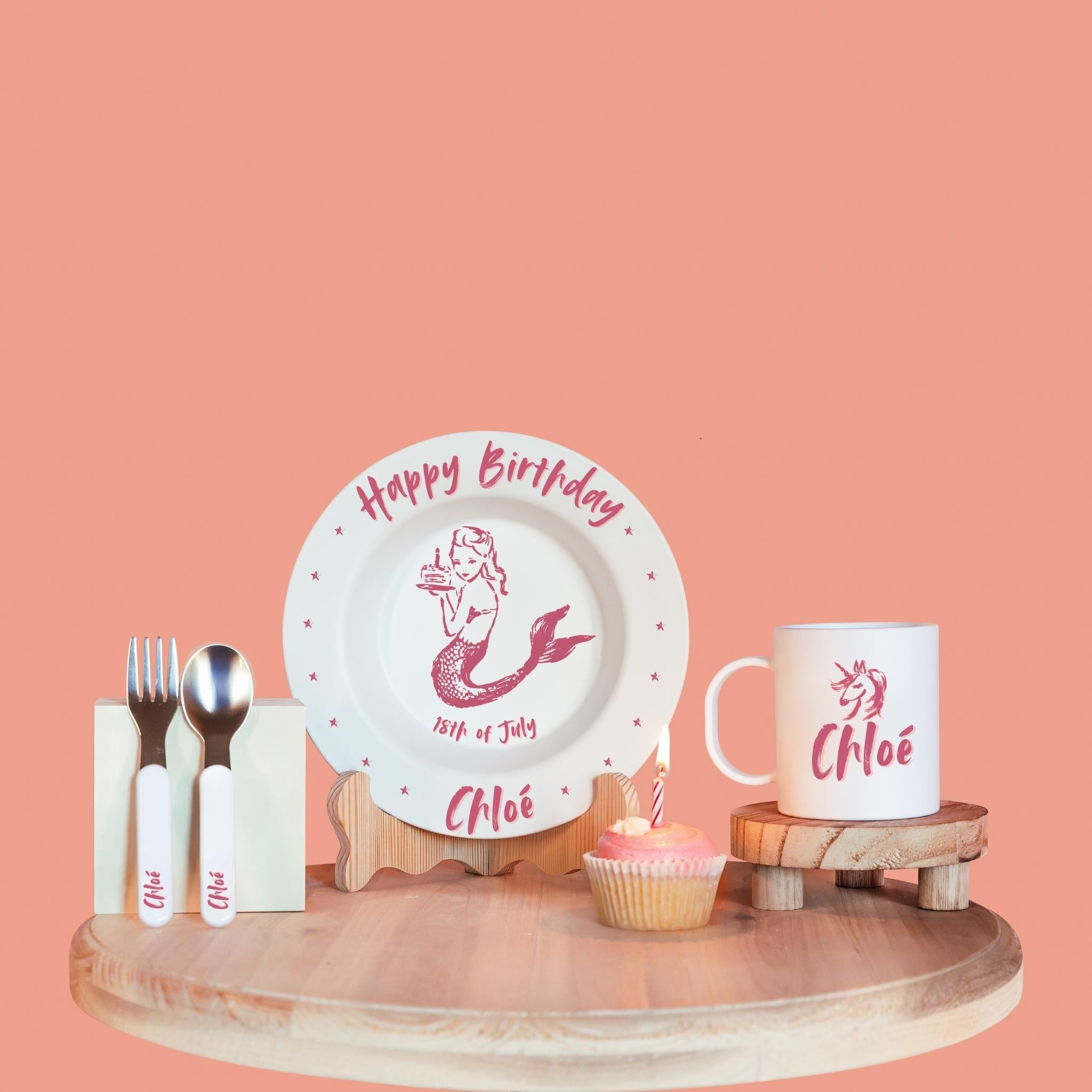 Pink Kids Name Spoon and Fork Set by Republic of Venus™ 