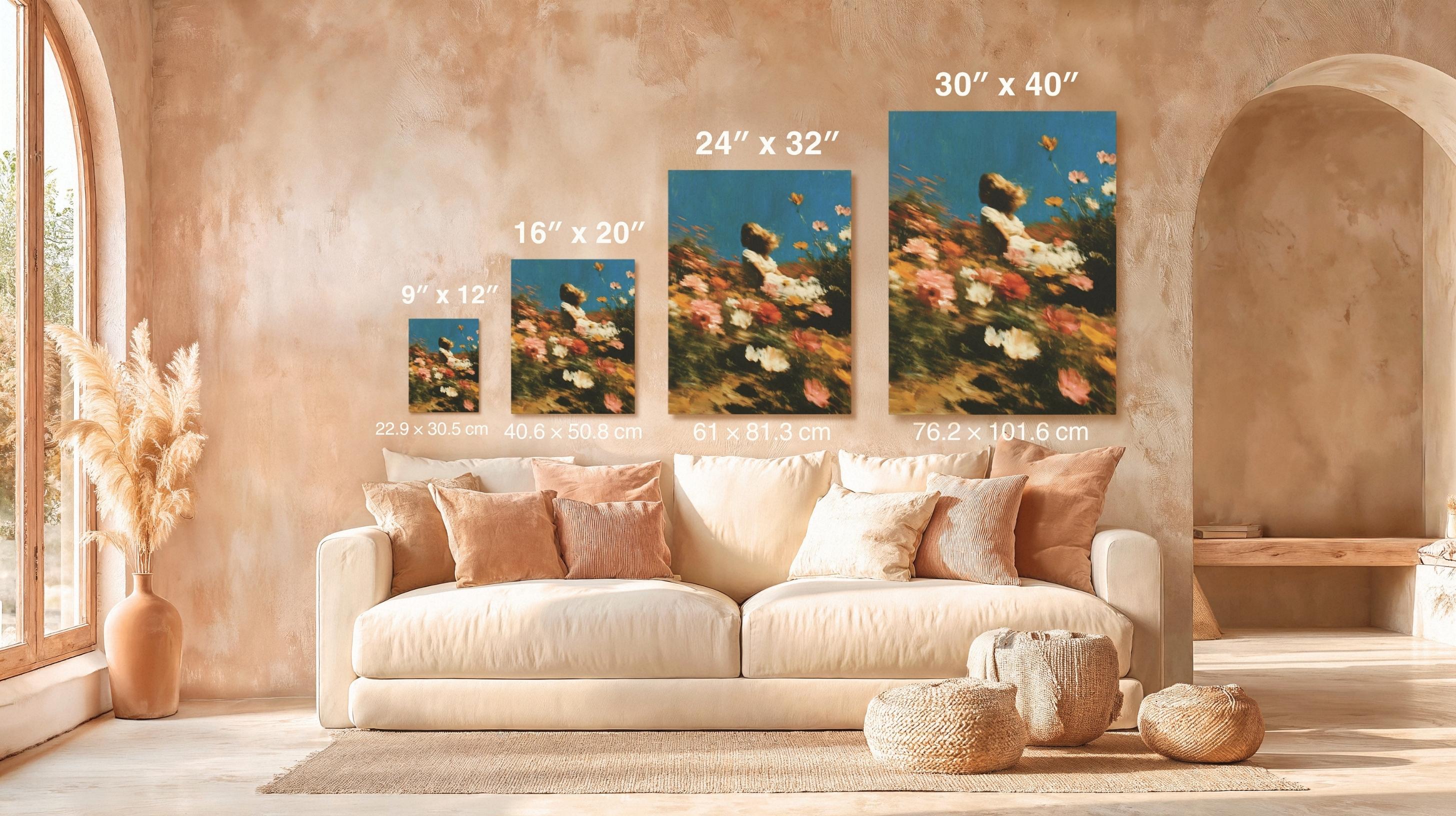 Retro Floral Abstract Dreamscape Canvas Wall Art - Nostalgia in Bloom III
