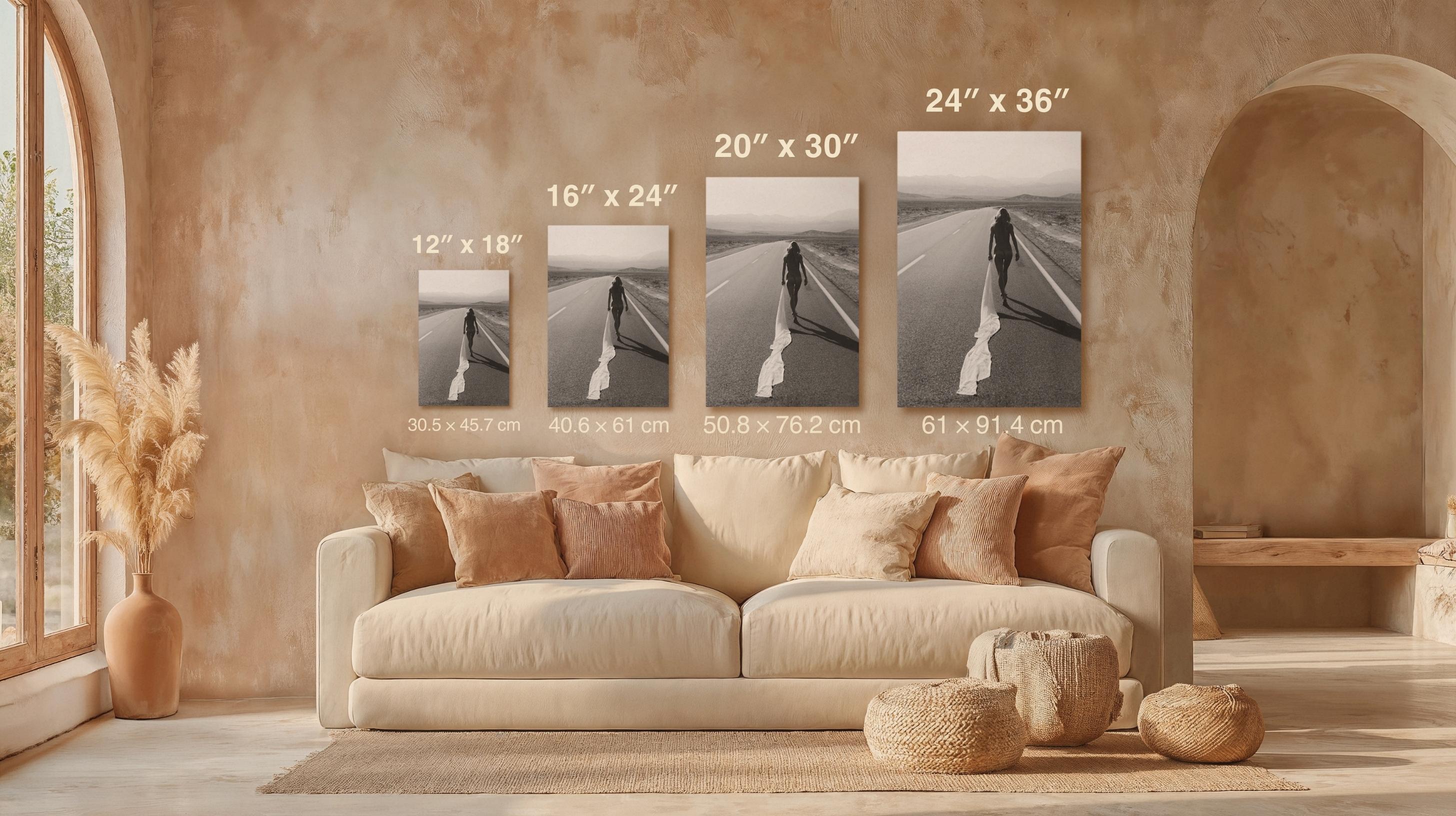 Death Valley Nude Canvas Wall Art – Black & White Desert Photography