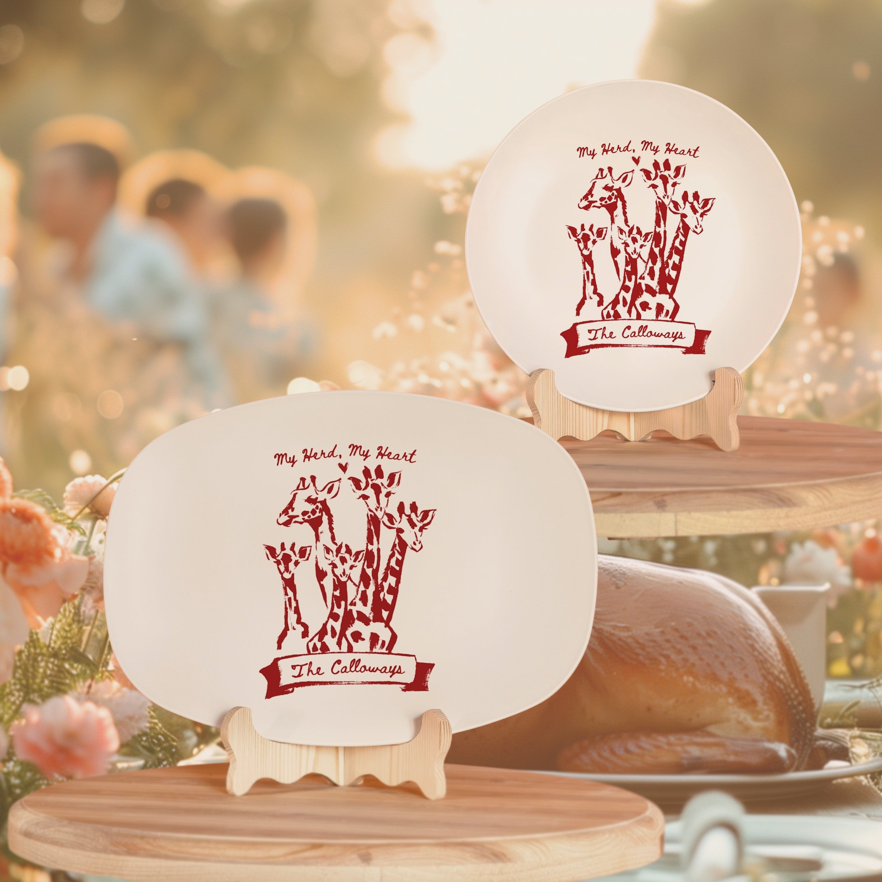 The Gathering Set - Personalized Family Table Collection (8 Plates + Platter)