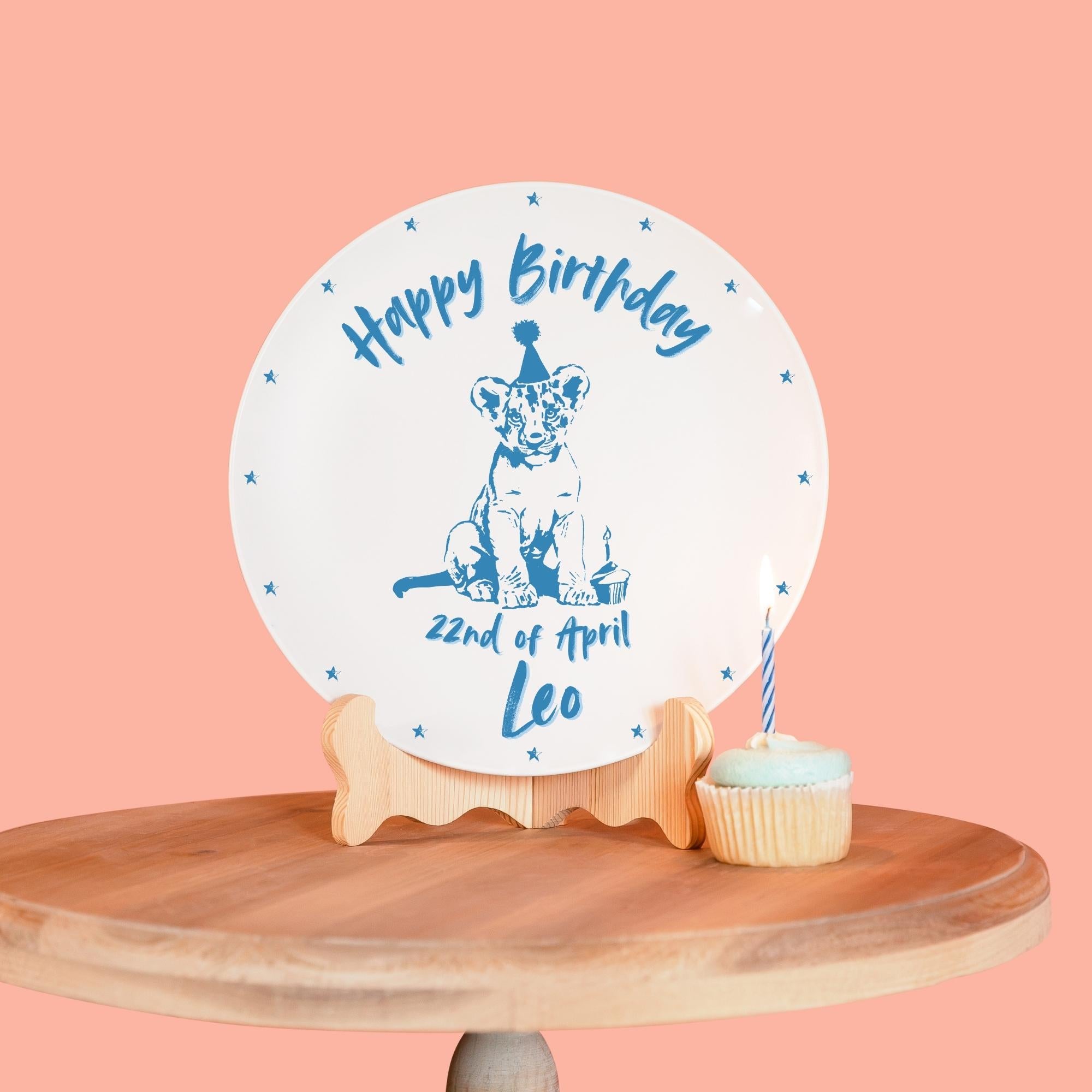 Personalized Lion Birthday Gift Plate for Kids – 10” (25.4 cm)