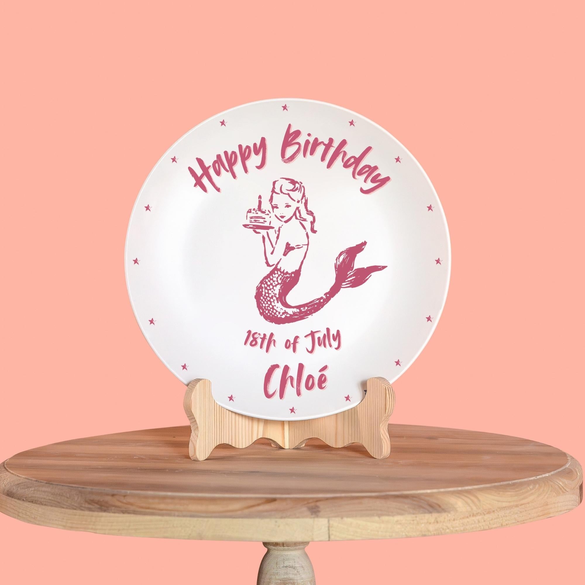 Personalized Mermaid Birthday Gift Plate for Kids – 10” (25.4 cm)