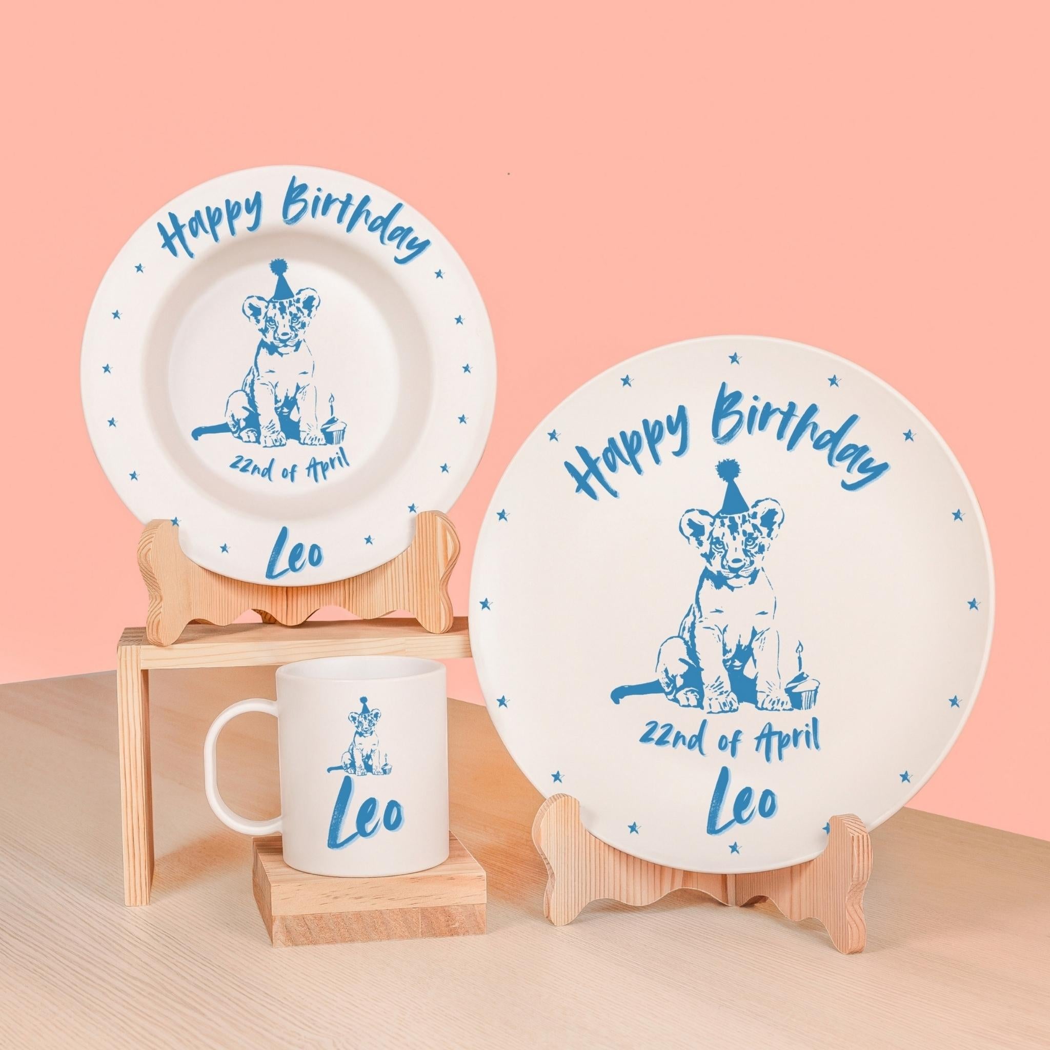 Personalized Kids' Tableware – Birthday Lion Cub Set