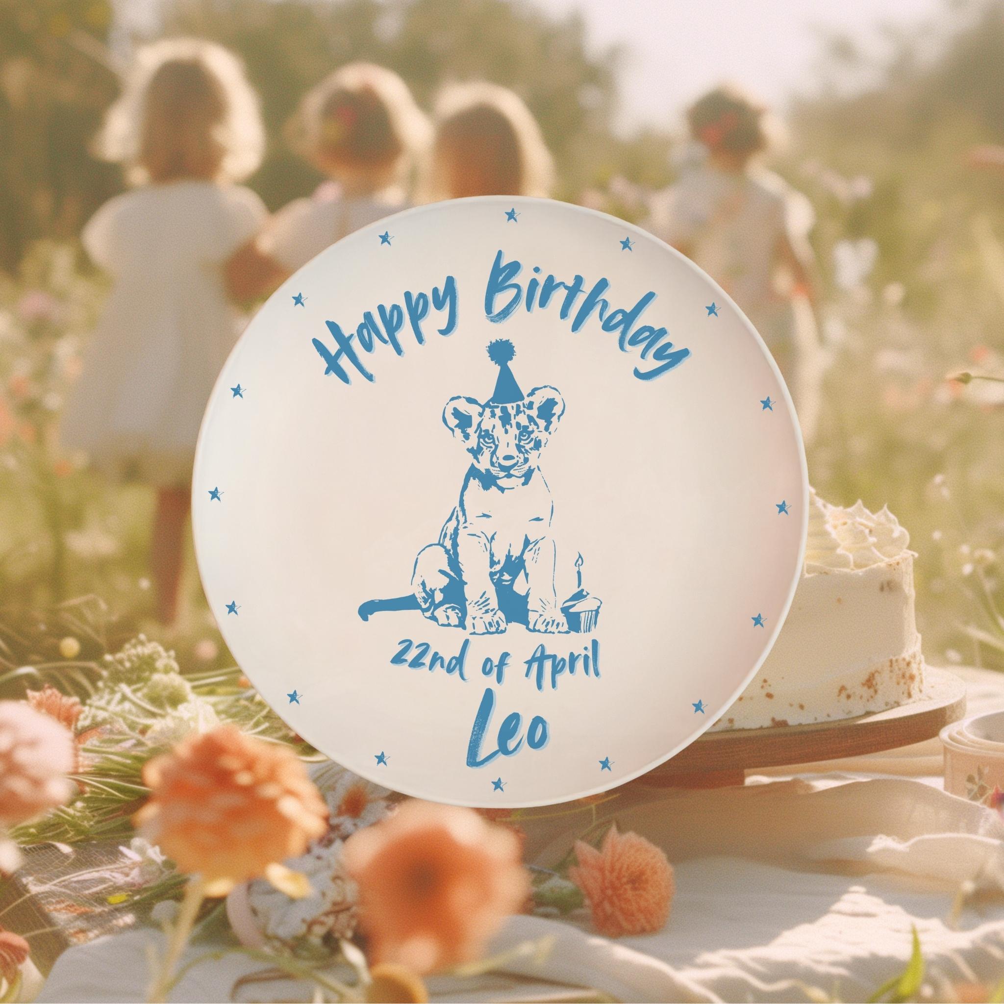 Personalized Lion Birthday Gift Plate for Kids – 10” (25.4 cm)