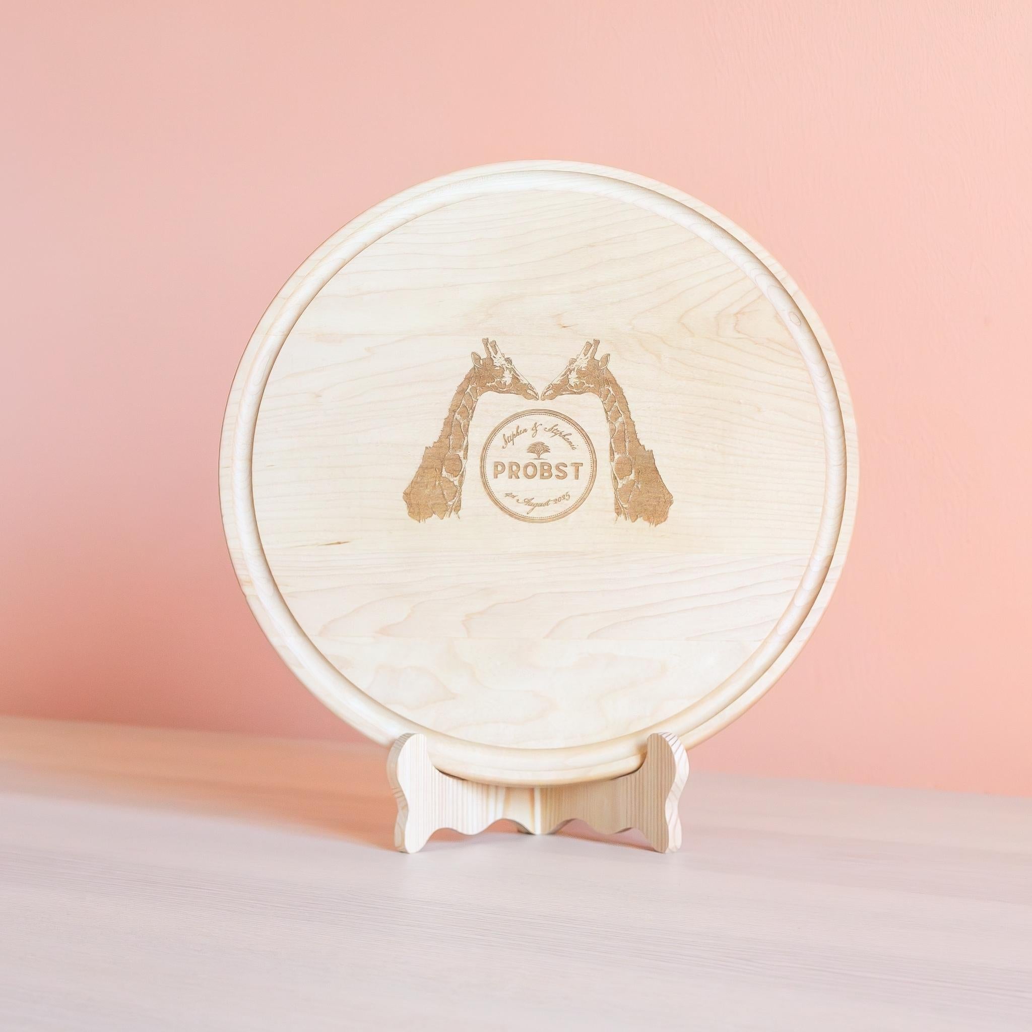 Personalized wooden charcuterie board for couples