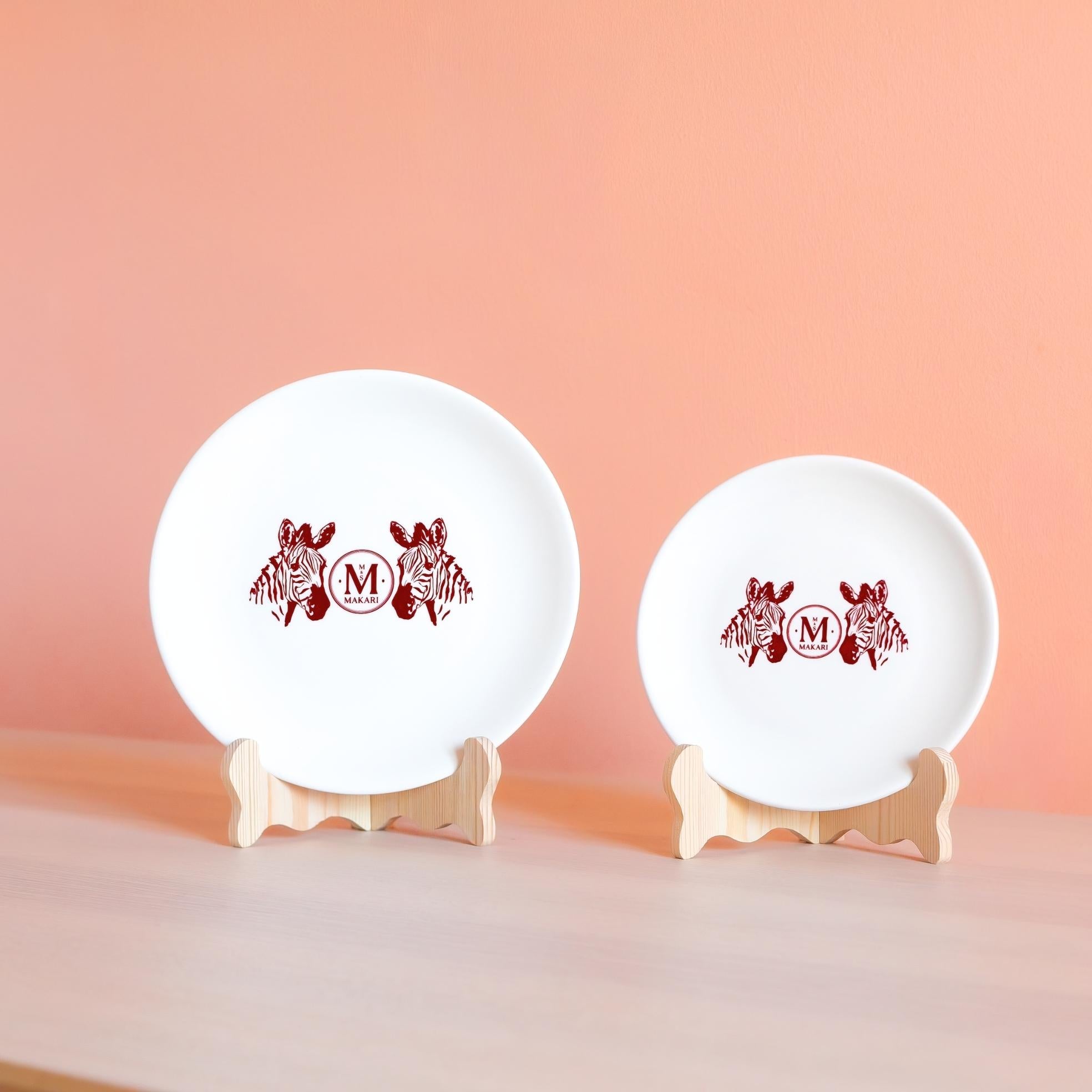 Custom Zebra Monogram Ceramic Plate 8 inch