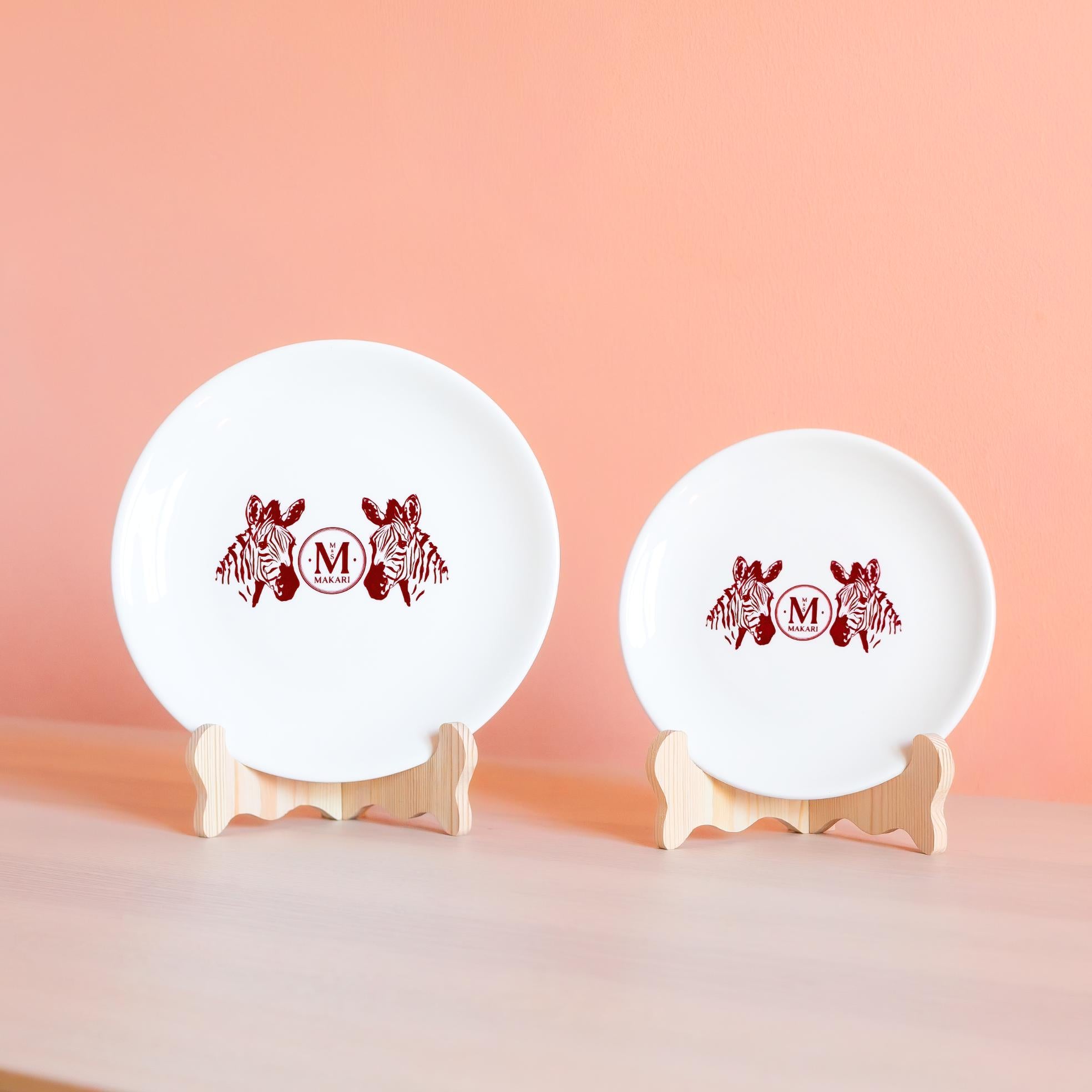 Personalized Zebra Monogram Ceramic Plate - Custom Family Name Decorative Keepsake 10"